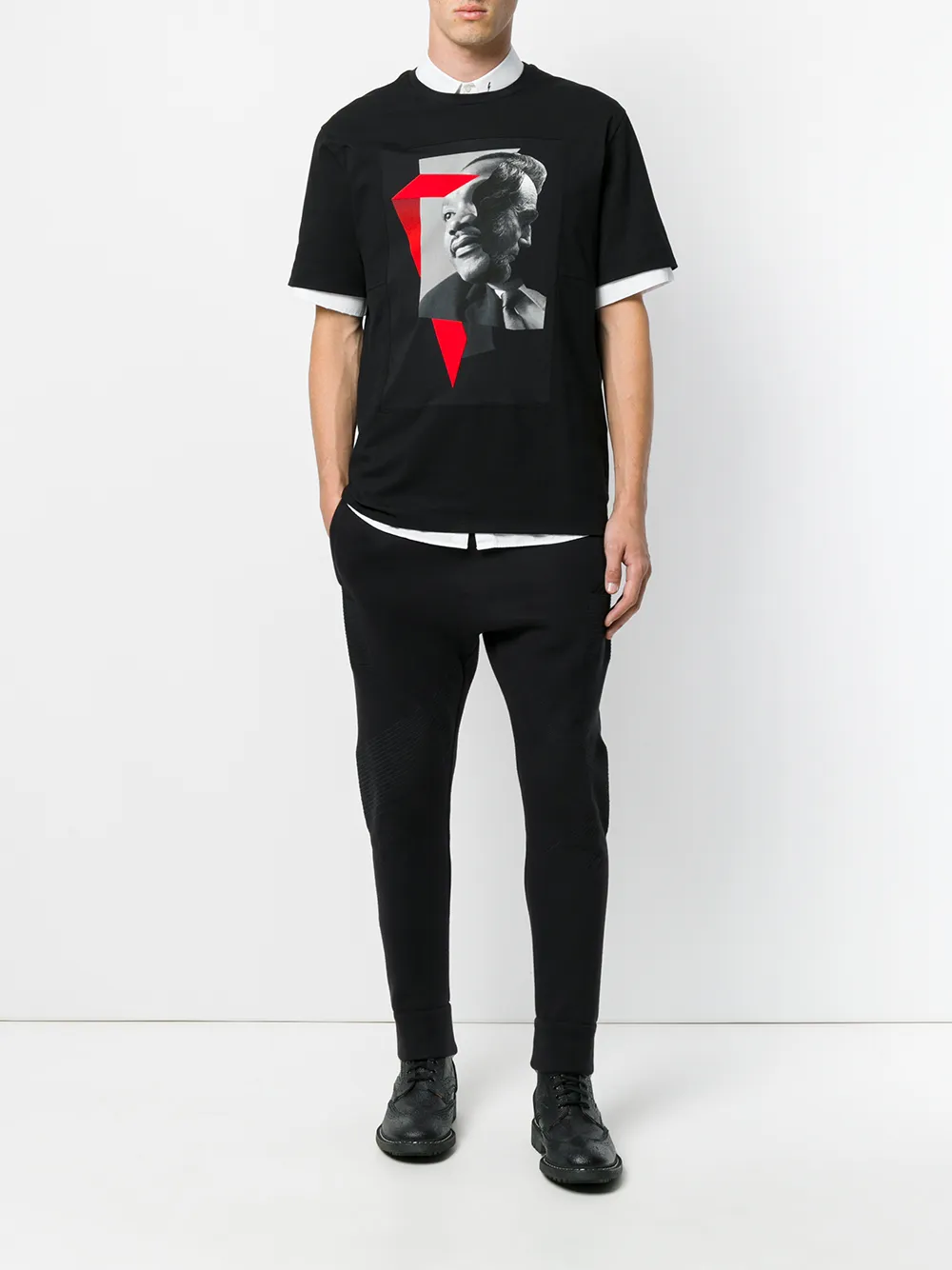 Neil Barrett Martin Luther King Jr & Lincoln graphic print T-shirt Zwart