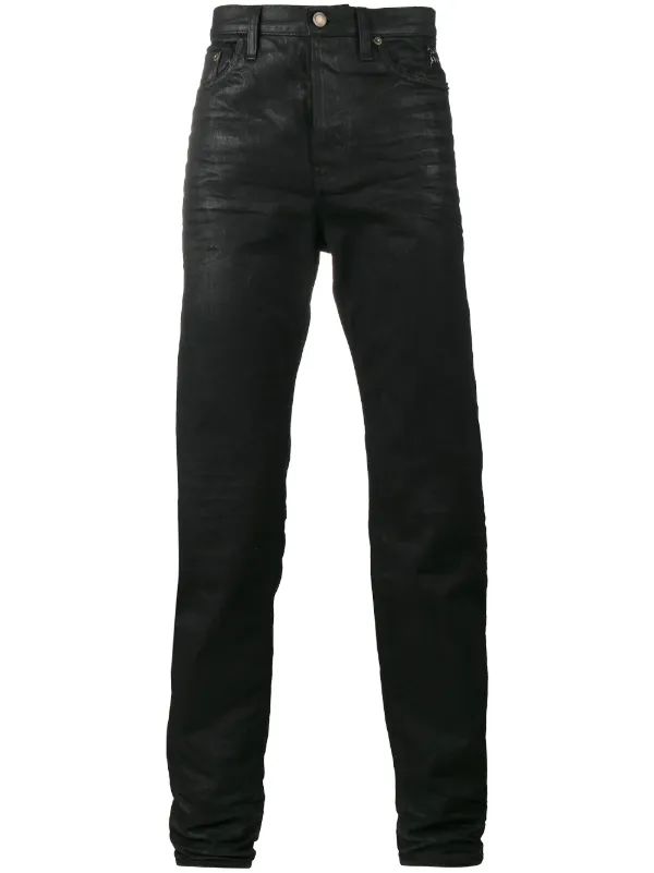 black wax coated jeans