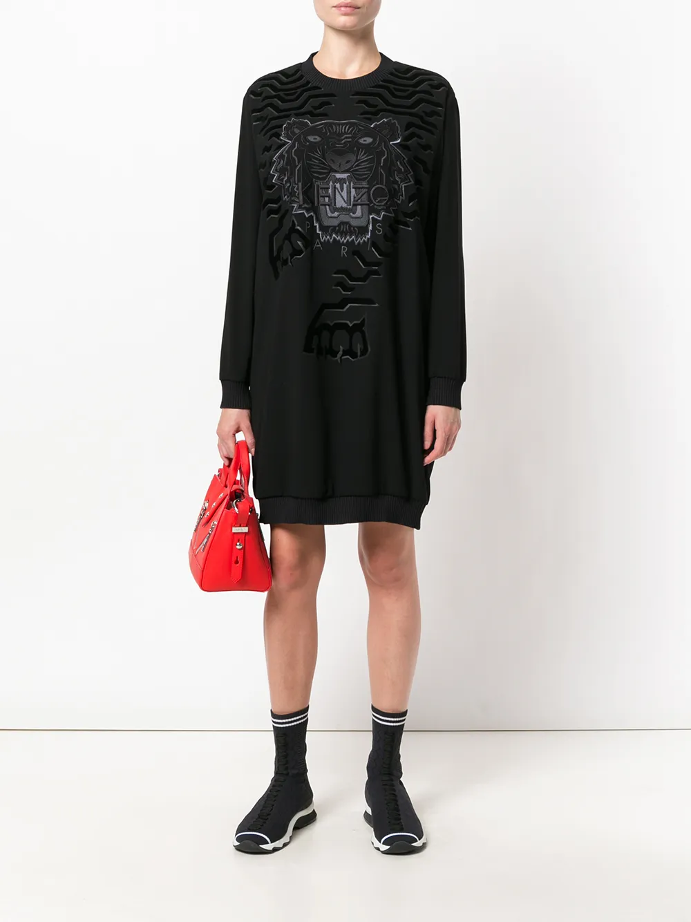  Kenzo 'tiger' Pulloverkleid   Schwarz 