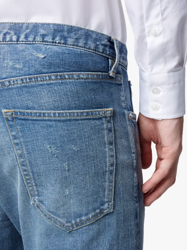 Ripped Skinny Stone Washed Denim Jeans