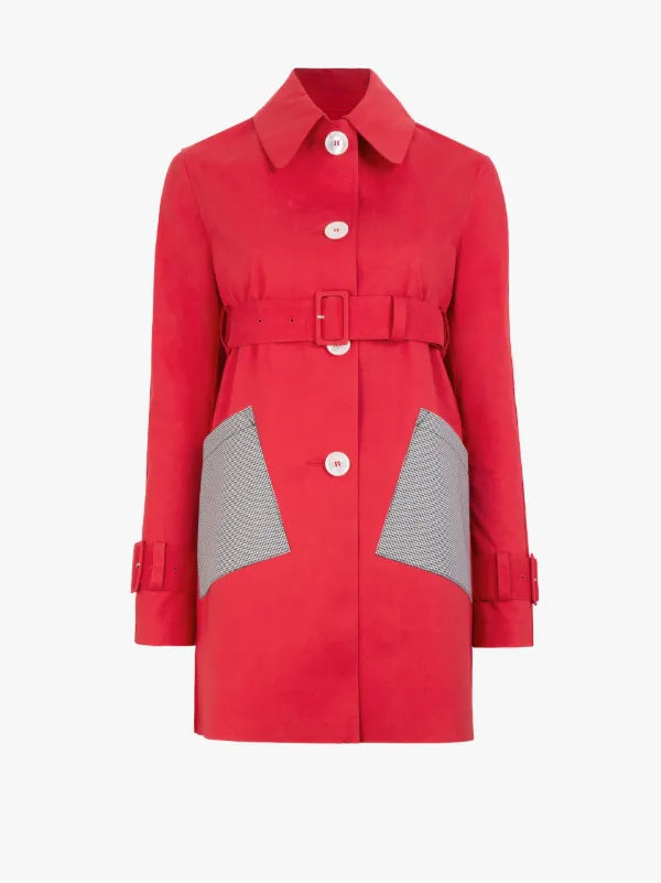 Claire Royal Red Rubberised Trench Coat 