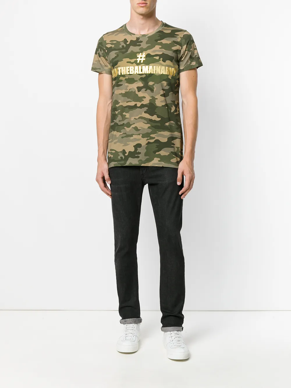 Balmain rugtas met camouflageprint - Groen