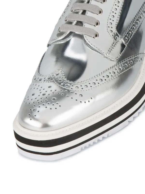 silver flatform brogues
