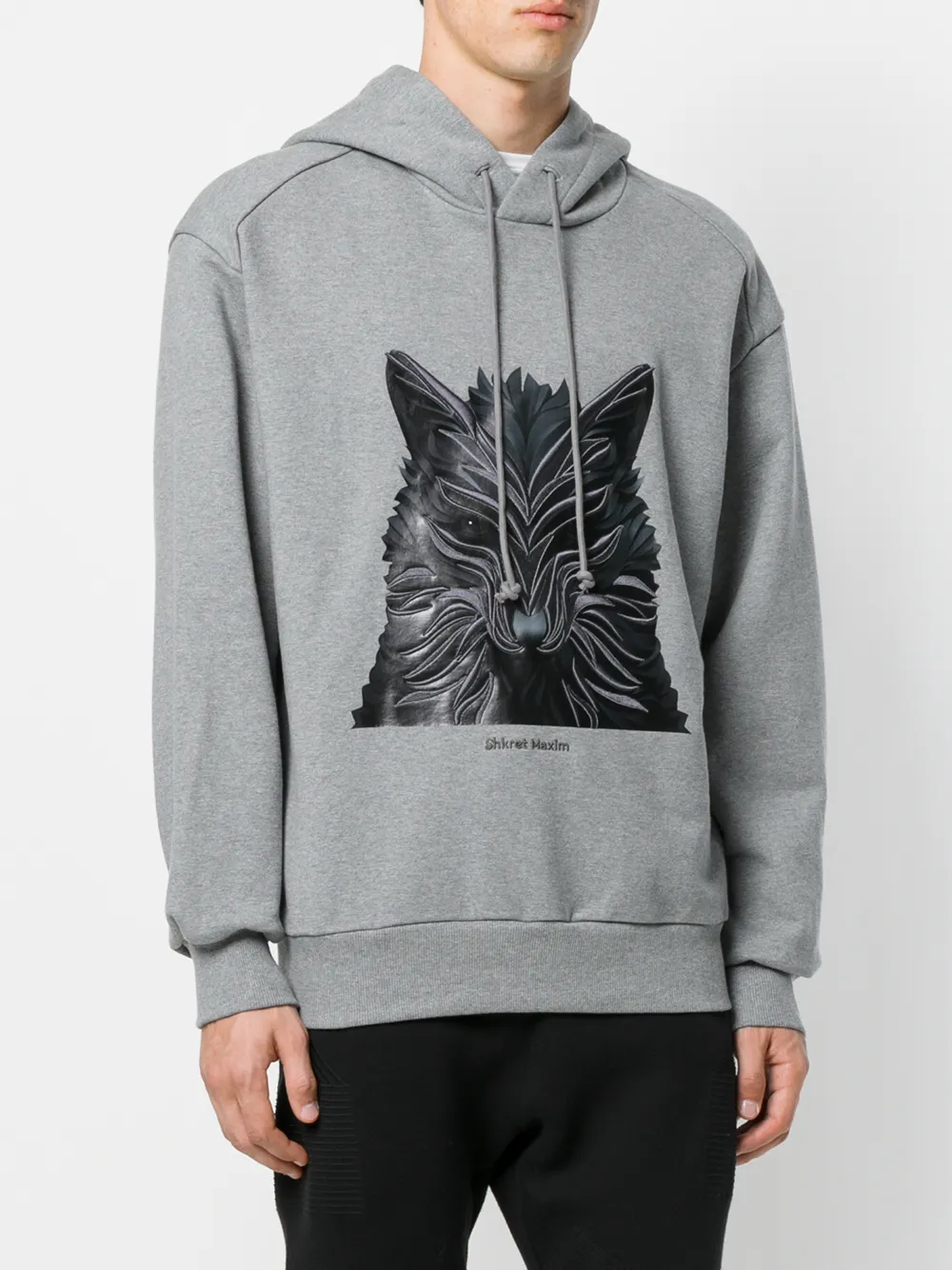  Juun.j Kapuzenpullover Mit Besticktem Wolfs Print   Grau 