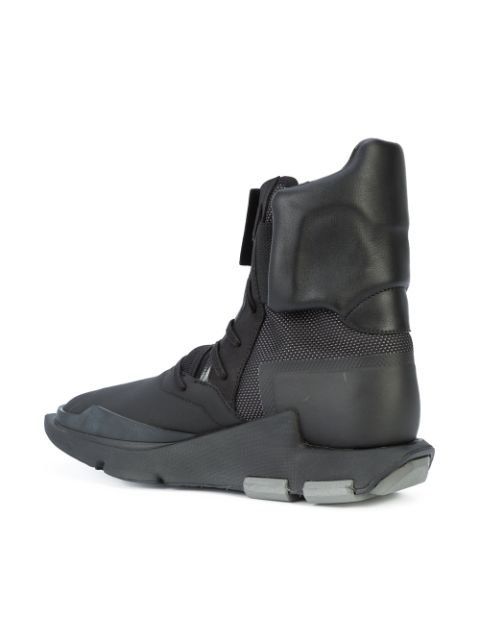 Y-3 Black Noci High Sneakers in Black/Silver | ModeSens