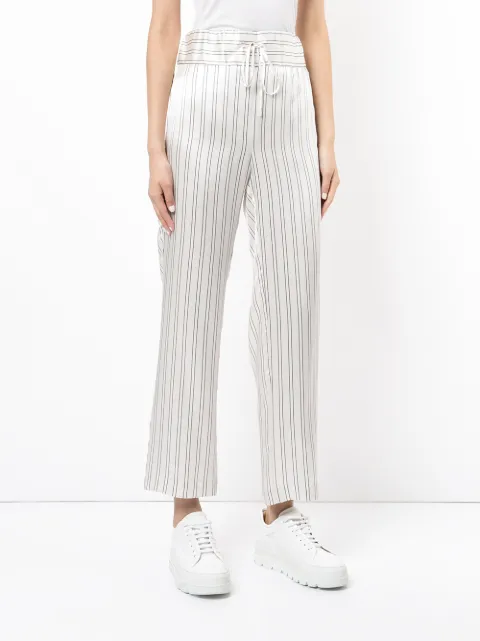 MAGGIE MARILYN Silk Somewhere Striped Drawstring Pants in White Pattern | ModeSens