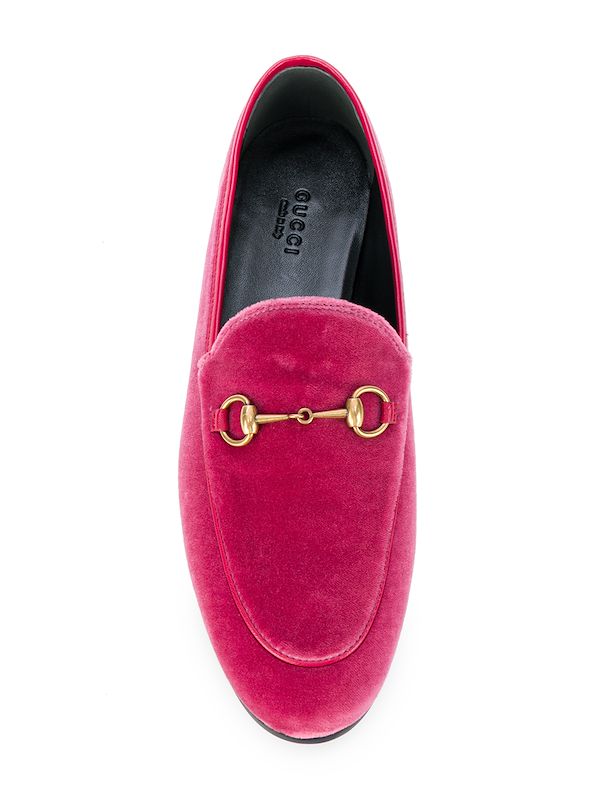 gucci pink velvet loafers
