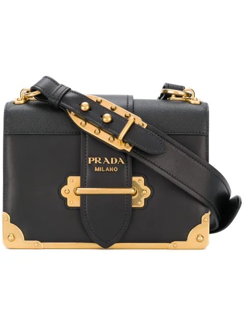 Click to view more detailed imagery on our partner's website Prada Black Cahier Leather Shoulder Bag