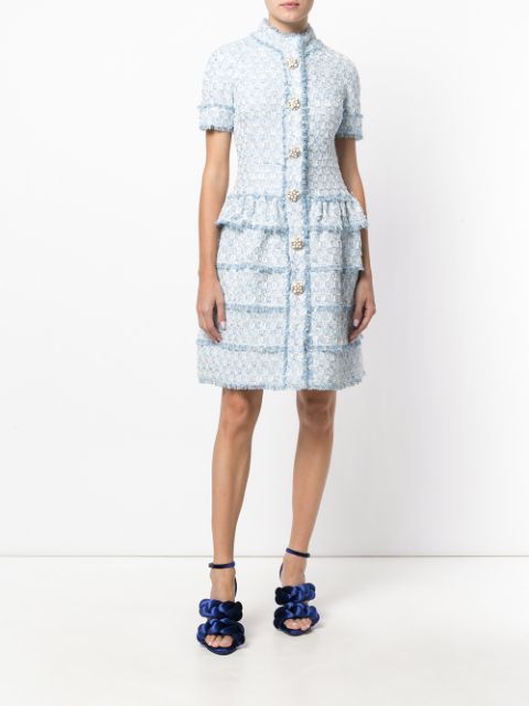 OSCAR DE LA RENTA Bouclé Shirt Dress in Blue | ModeSens