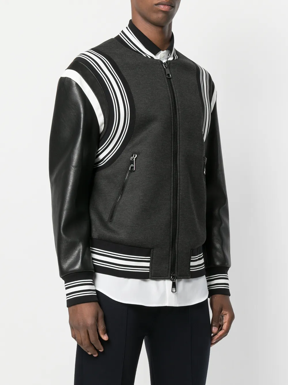  Neil Barrett Bomberjacke Mit Streifen   Schwarz 