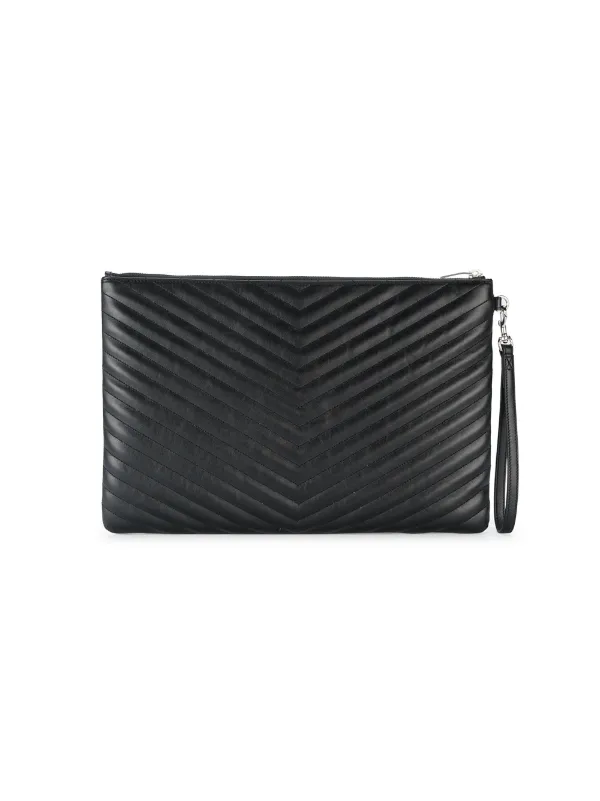 100% Authentic YSL Small Matelasse Envelope Black with Black