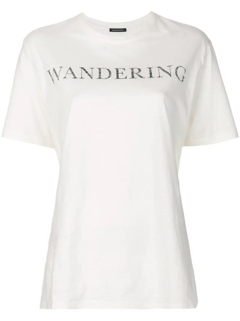 футболка с принтом логотипа Wandering