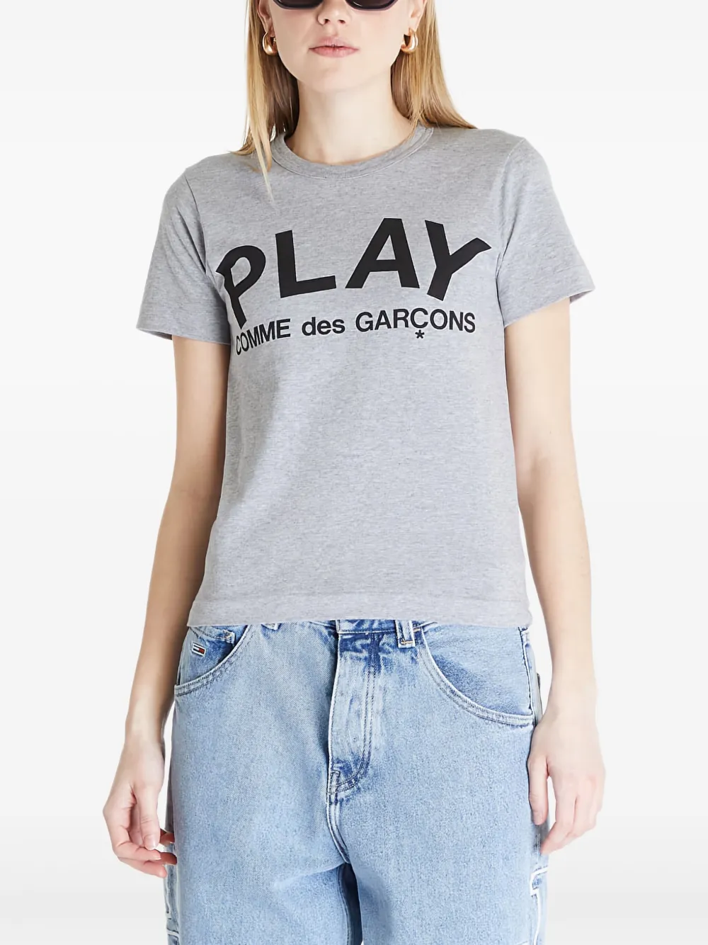 Comme Des Garçons Play logo-print T-shirt | Grey | Image 1