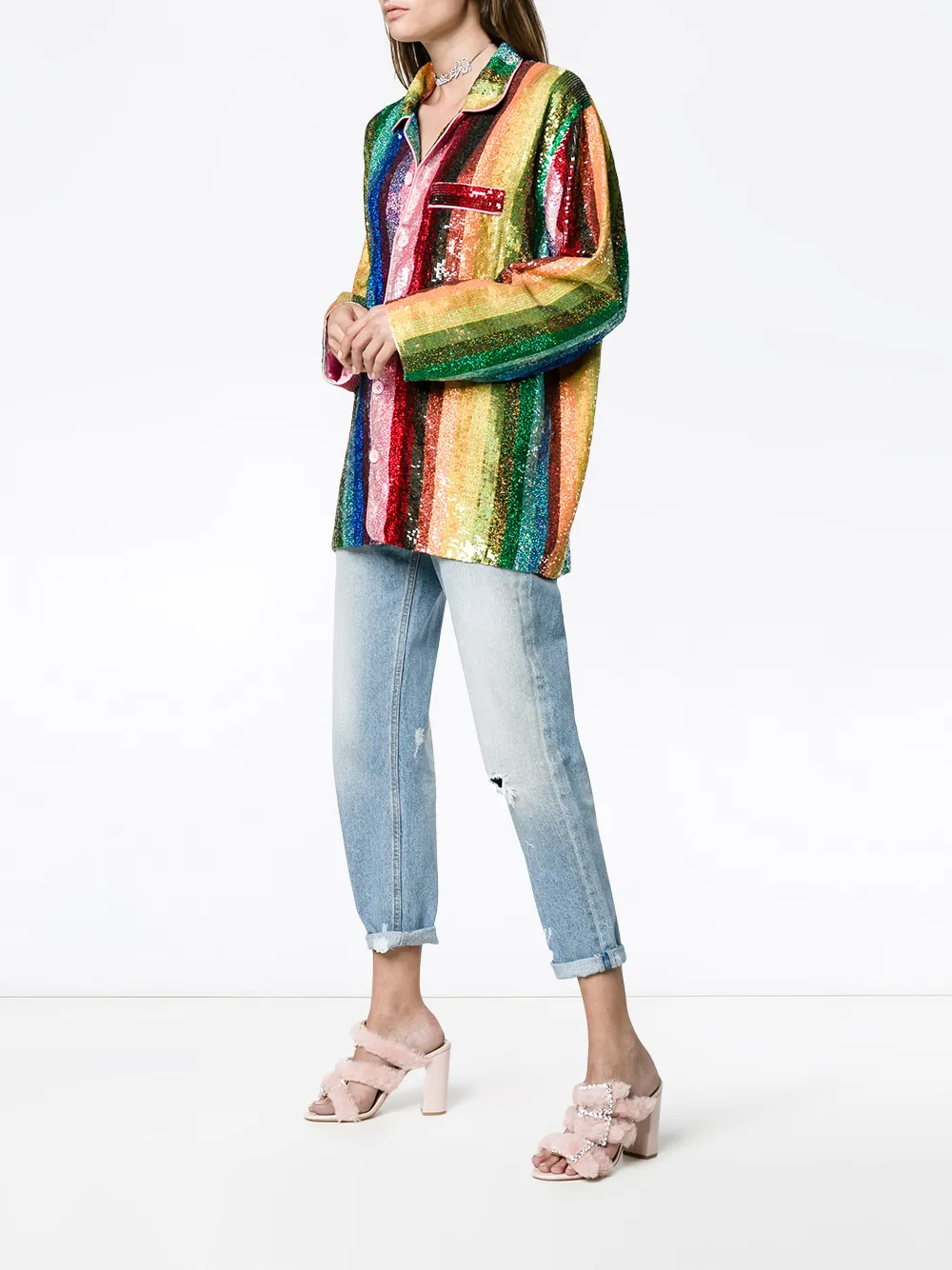 Ashish Rainbow sequin pyjama blouse - Veelkleurig