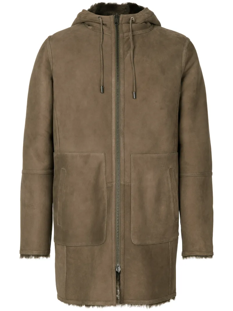 Desa Collection - zipped shearling-lined coat - men - Sheep Skin/Shearling - 52, Brown