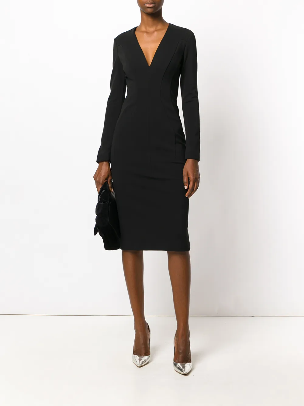 Shop Tom Ford Fitted Midi Dress In Black