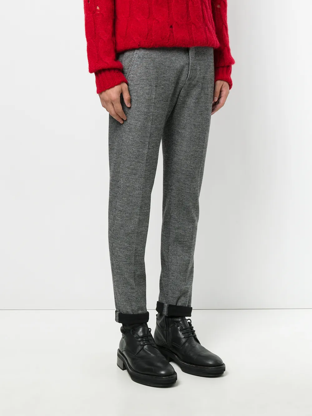 DONDUP houndstooth pattern chinos Zwart