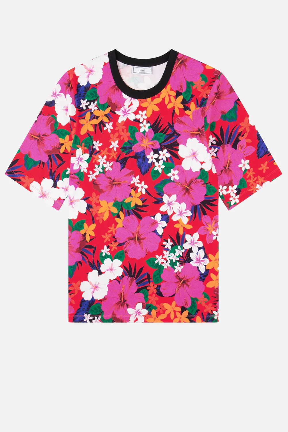Oversized T Shirt Flowers Print On Now Ami Paris Oversized T Shirt Flowers Print