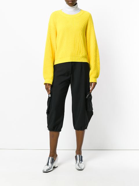 FENDI Cropped Satin Cargo Pants in Black | ModeSens