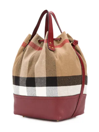 burberry canvas check bucket bag