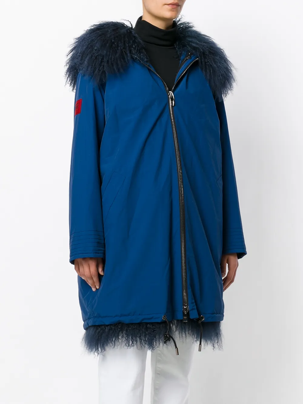 Gianfranco Ferré Pre-Owned fur trim parka Blauw