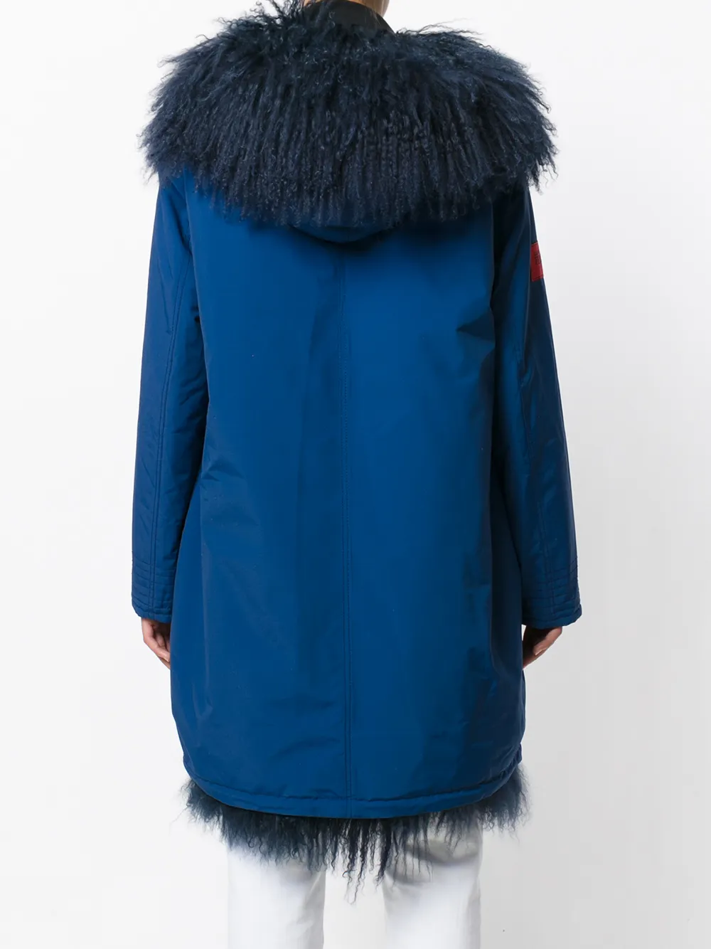 Gianfranco Ferré Pre-Owned fur trim parka Blauw