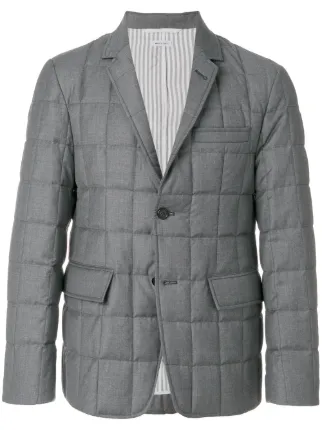downfilled classic single breasted sport coat in medium grey
