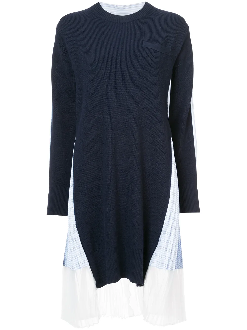 

sacai pleated knitted dress - Blue