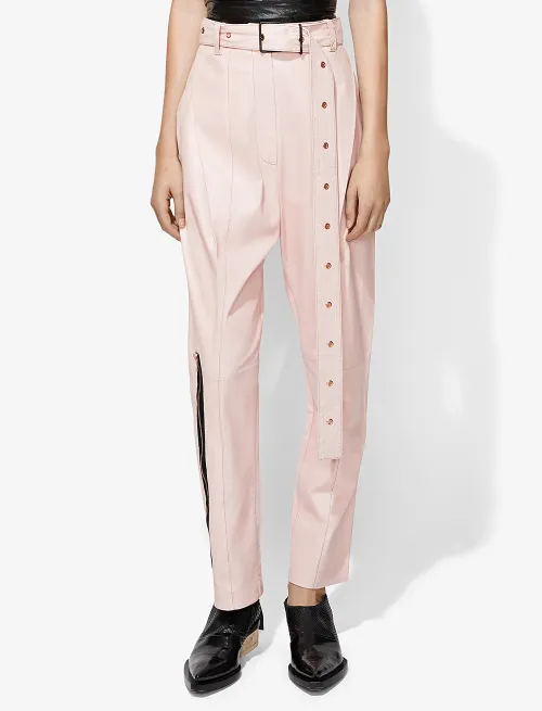 Leather Belted Straight Pant