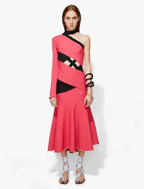 One Sleeve Bandage Knit Dress