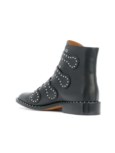 Givenchy Elegant Flat Black Leather Ankle Boots | ModeSens