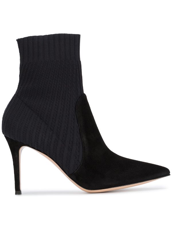 black suede ankle sock boots