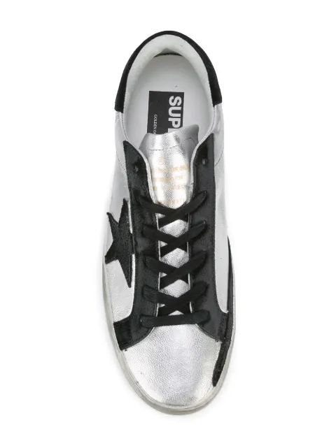 GOLDEN GOOSE Super Star Distressed Suede-Paneled Metallic Leather ...