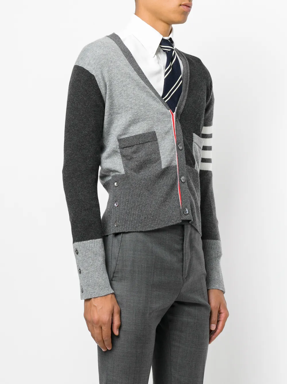  Thom Browne Cardigan Mit V Ausschnitt   Grau 