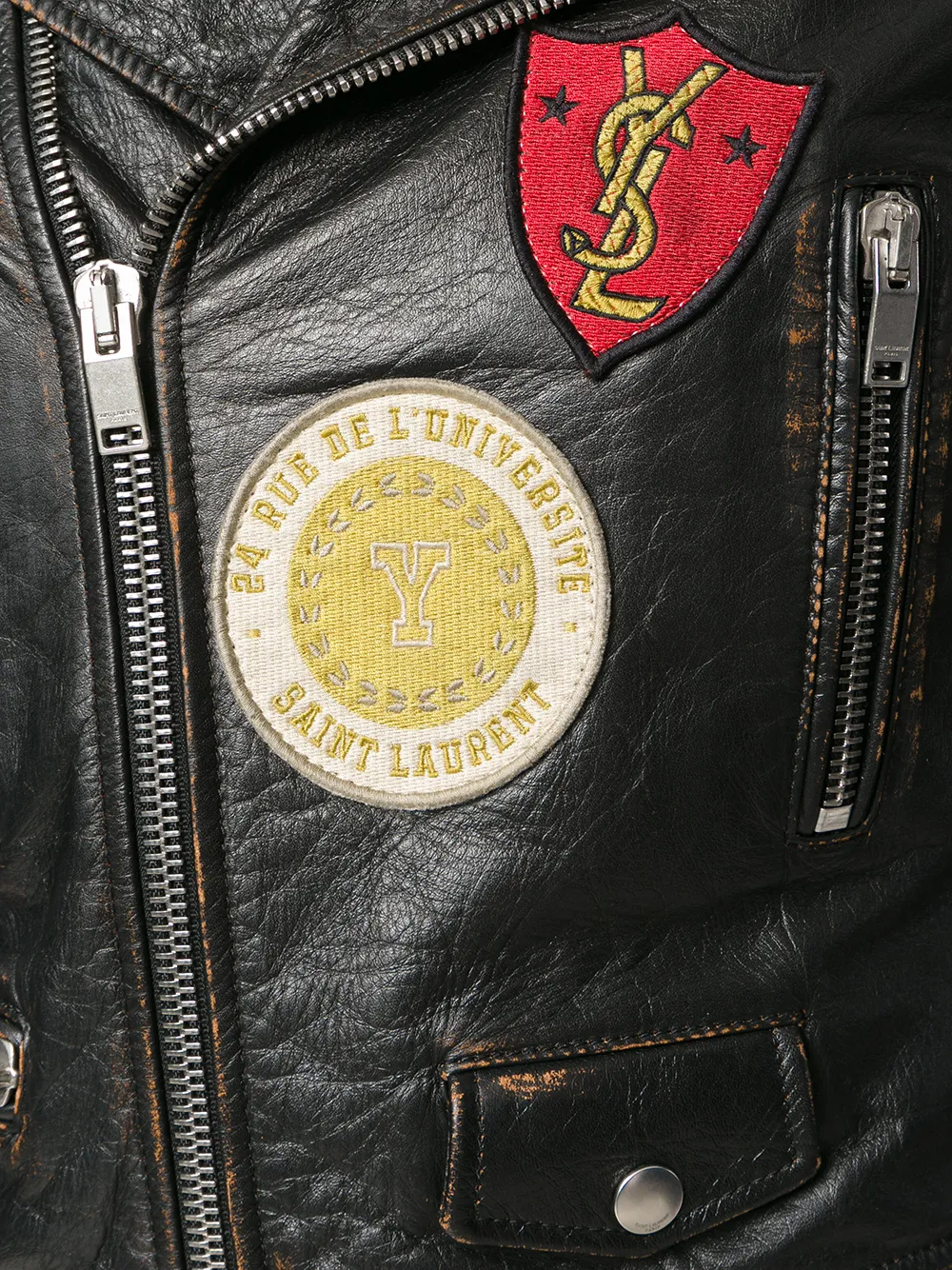 ysl patch leather jacket