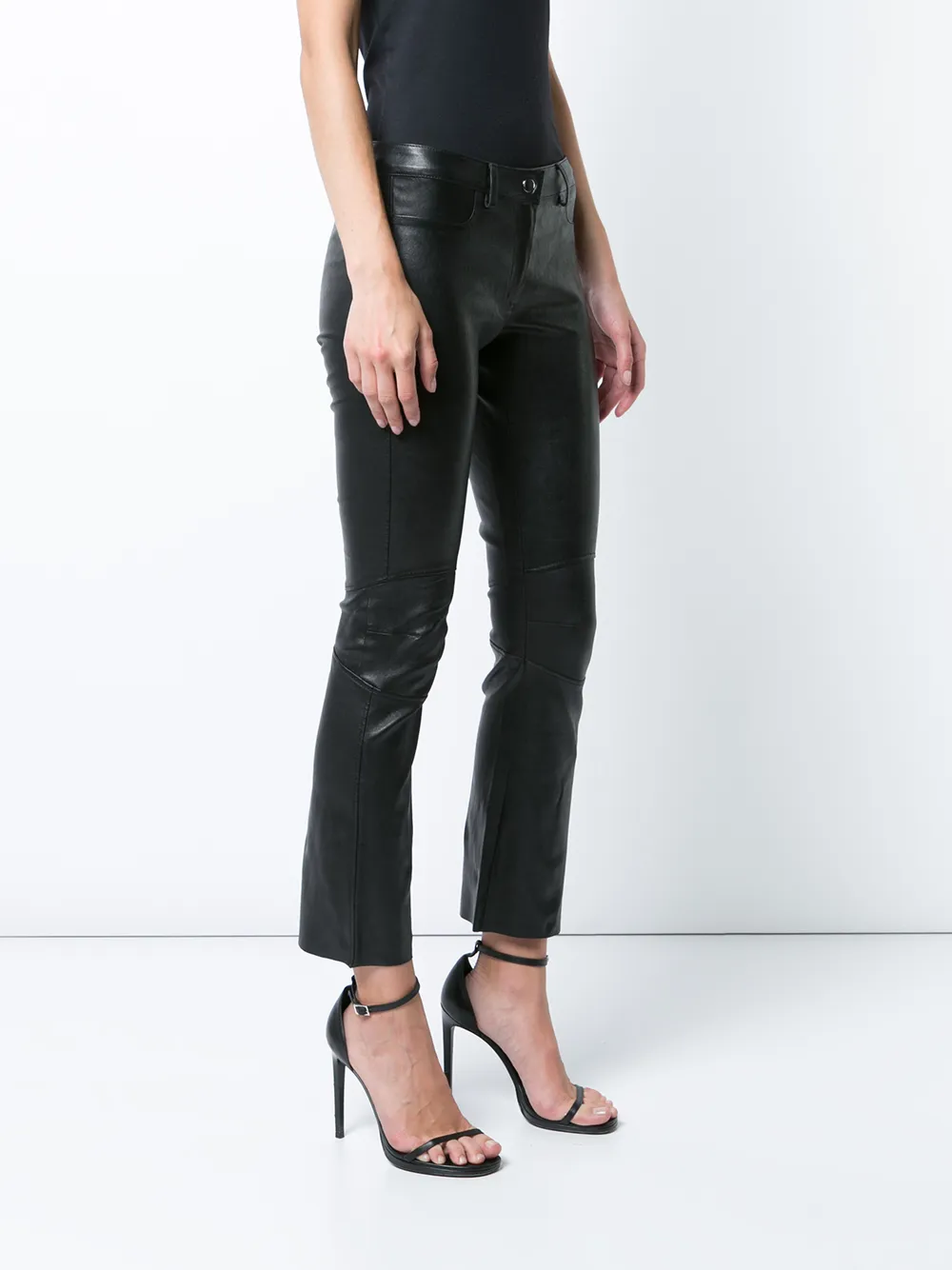  Sylvie Schimmel Schmale Cropped Lederhose   Schwarz 