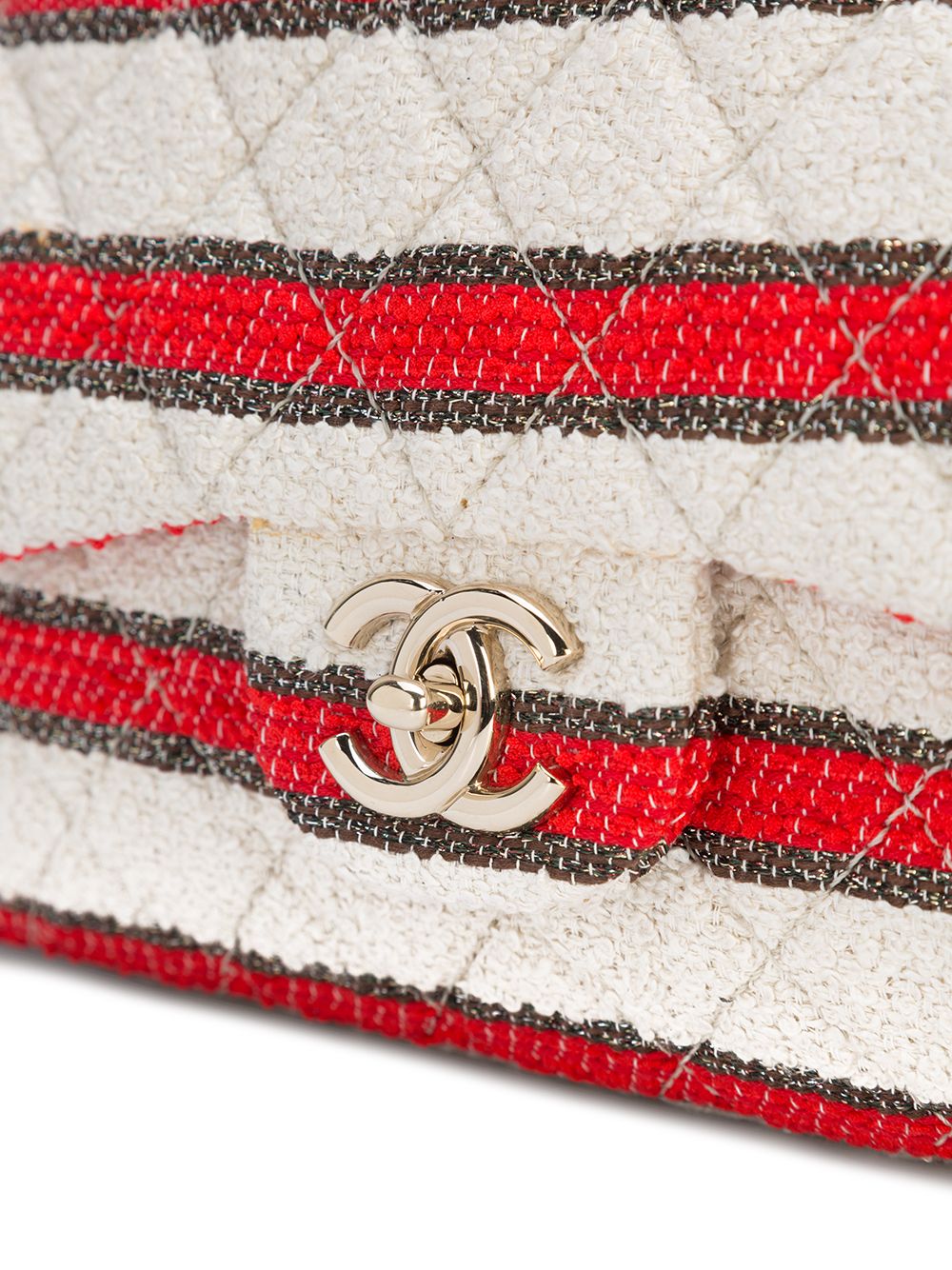 CHANEL striped tweed single flap bag Women