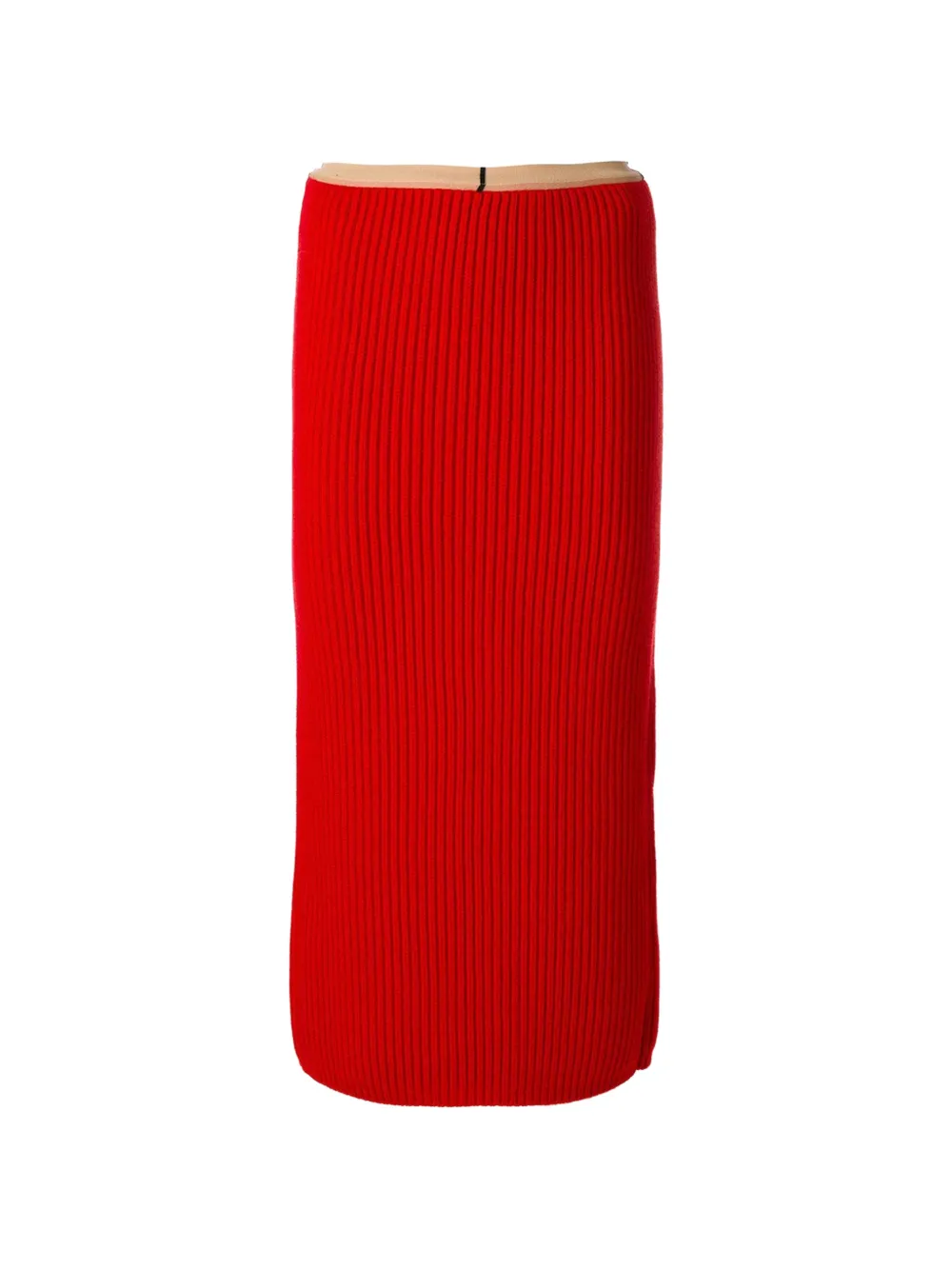 Calvin Klein Ribbed-knit Midi Skirt in Red, view 4