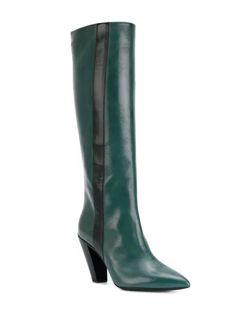 dark green thigh high boots