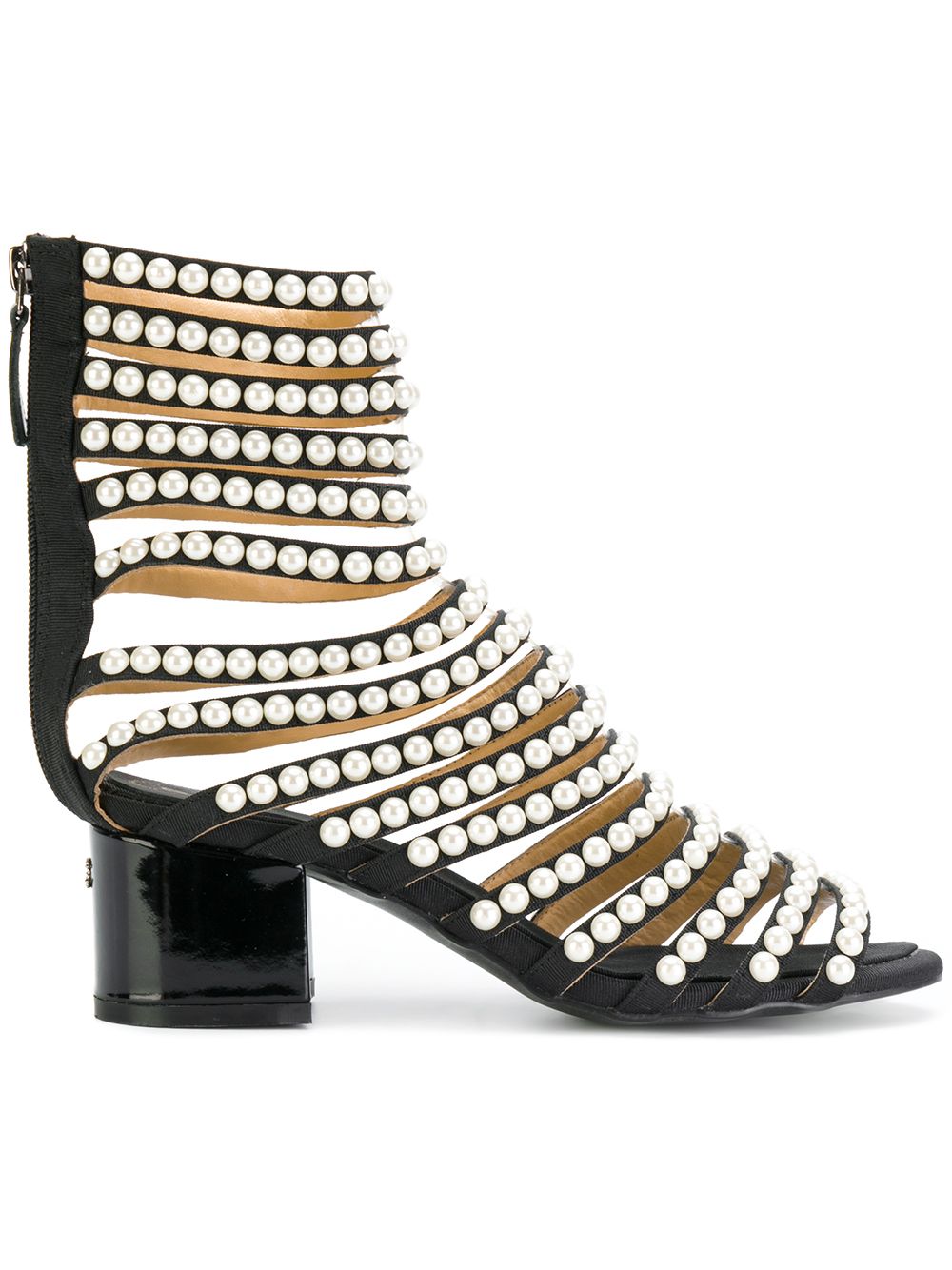 CHANEL Pre-Owned Faux Pearl Embellished Cage Sandals - Farfetch