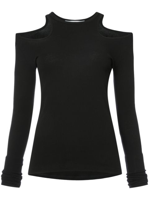 black cold shoulder long sleeve top