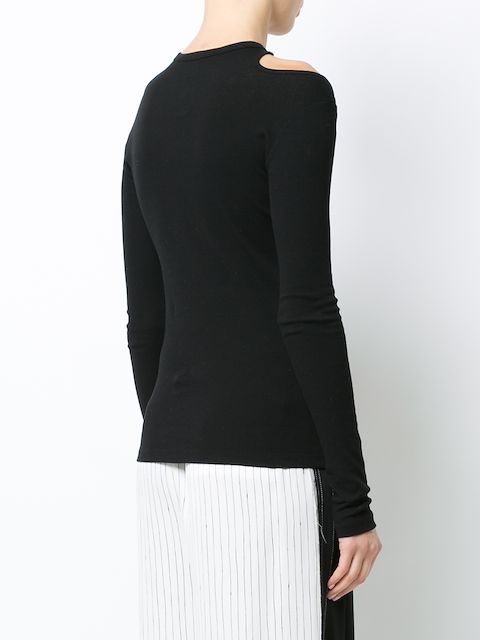 black cold shoulder long sleeve top