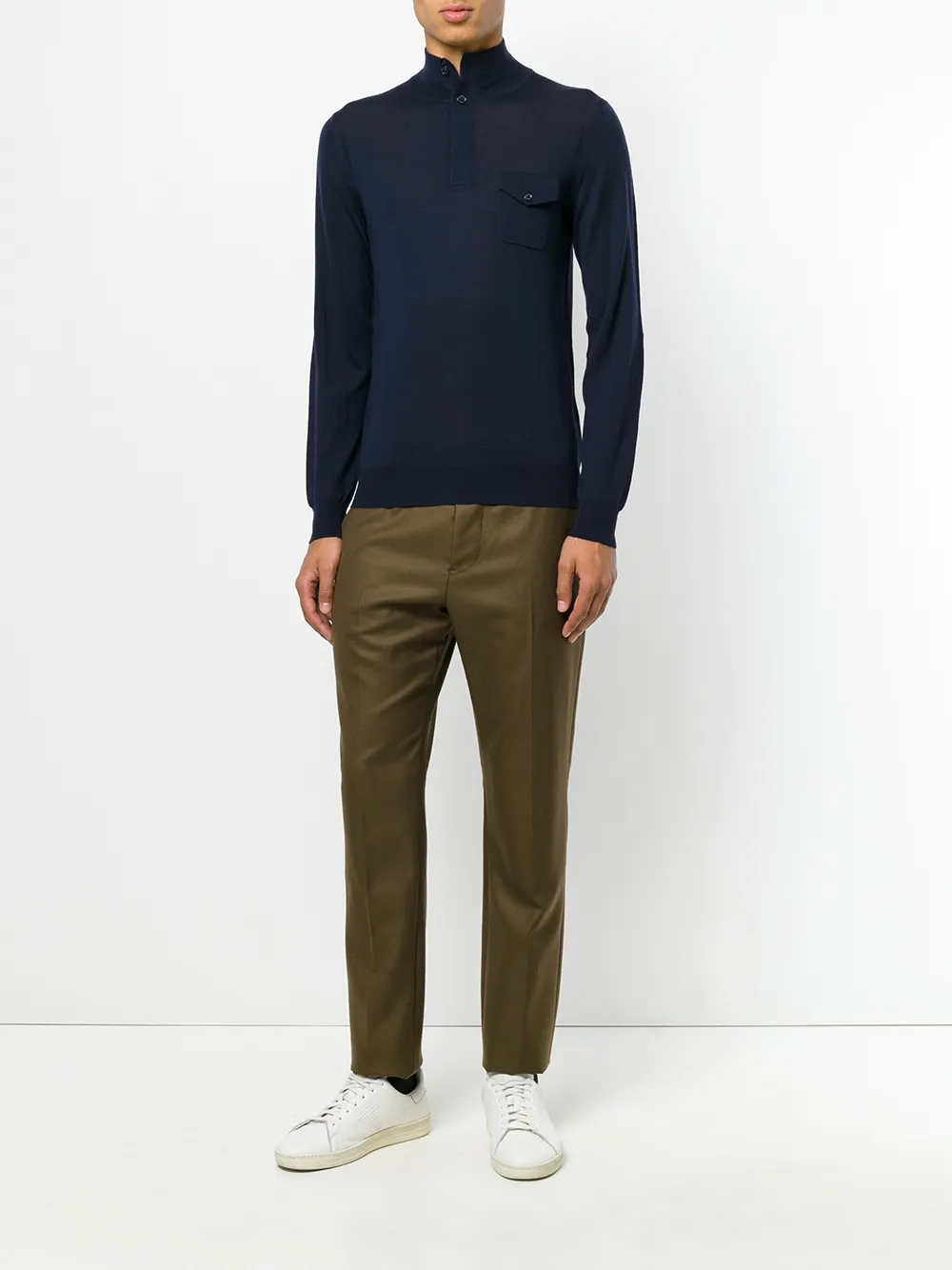 Paolo Pecora buttoned neck jumper Blauw