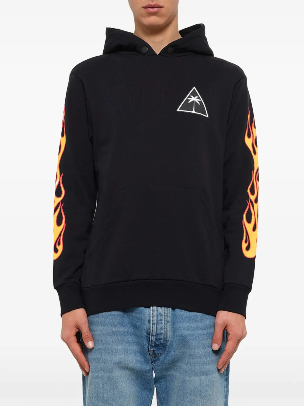 Palm Angels flames print hoodie Zwart
