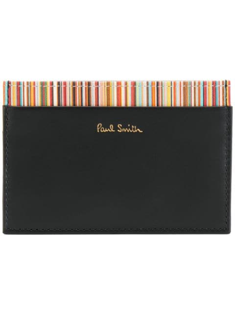 Shop PAUL SMITH Credit Card Holder With Signature Stripe Trim With 
