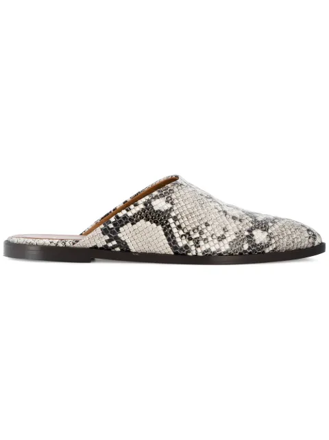 embossed mule flats
