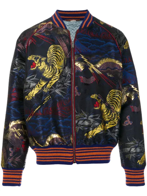 Gucci Tiger Jacquard Bomber Jacket , Farfetch