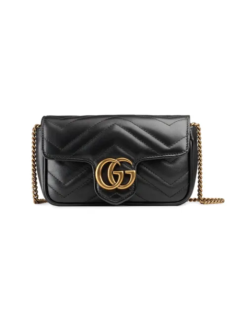 GUCCI SUPERMINI GG MARMONT 2.0 MATELASSE LEATHER SHOULDER BAG - BLACK ...