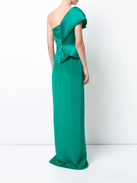 one shoulder silk gown