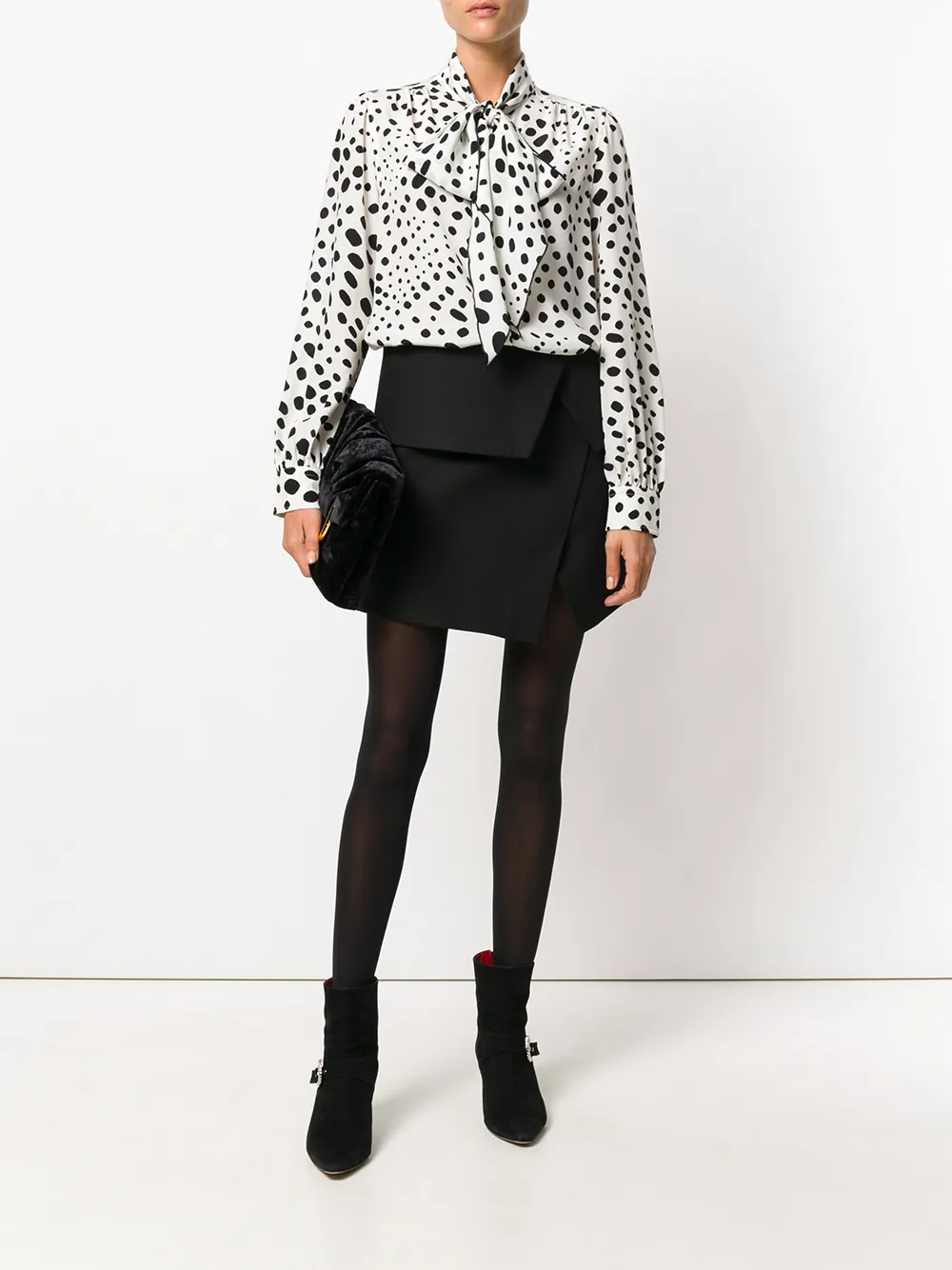 Balmain asymmetric foldover skirt - Zwart